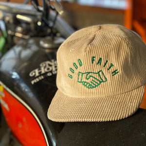 Good Faith Standard Corduroy Snapback Hat Cream/Green