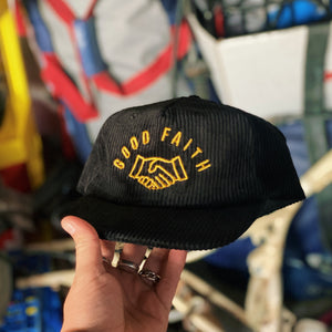 Good Faith Standard Corduroy Snapback Hat Black/Yellow