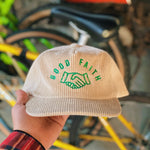 Good Faith Standard Corduroy Snapback Hat Cream/Green